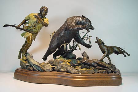 The Hunter's Wrath bronze sculpture by Wayne Hyde